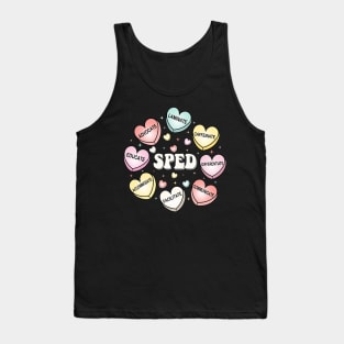 SPED Special Education Teacher Valentines Day Hearts Candy Tank Top